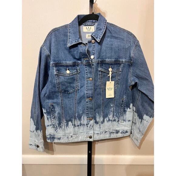 L.T.J Letter to Juliet Dip Dyed Blue Denim Jean Jacket Size Small NWT - Picture 2 of 7